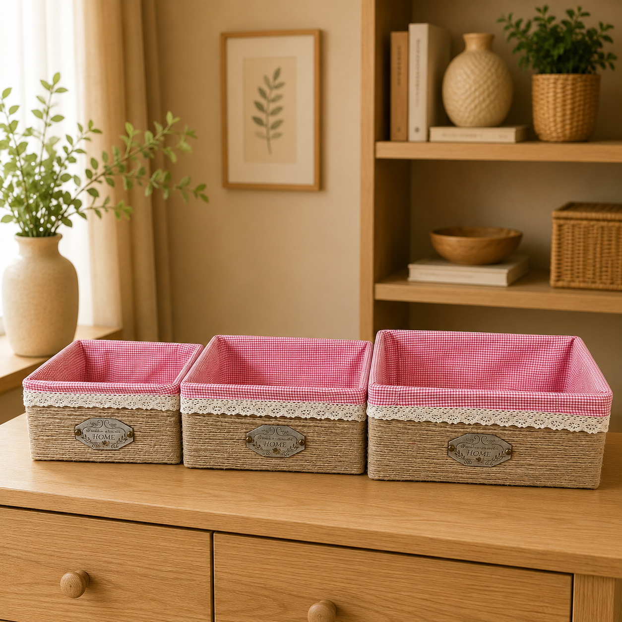 Lined Storage Baskets - Set of 3