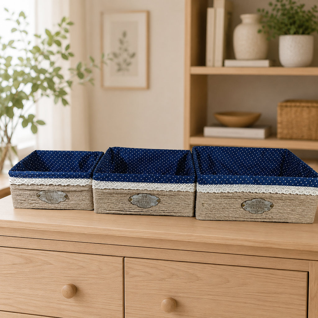 Lined Storage Baskets - Set of 3