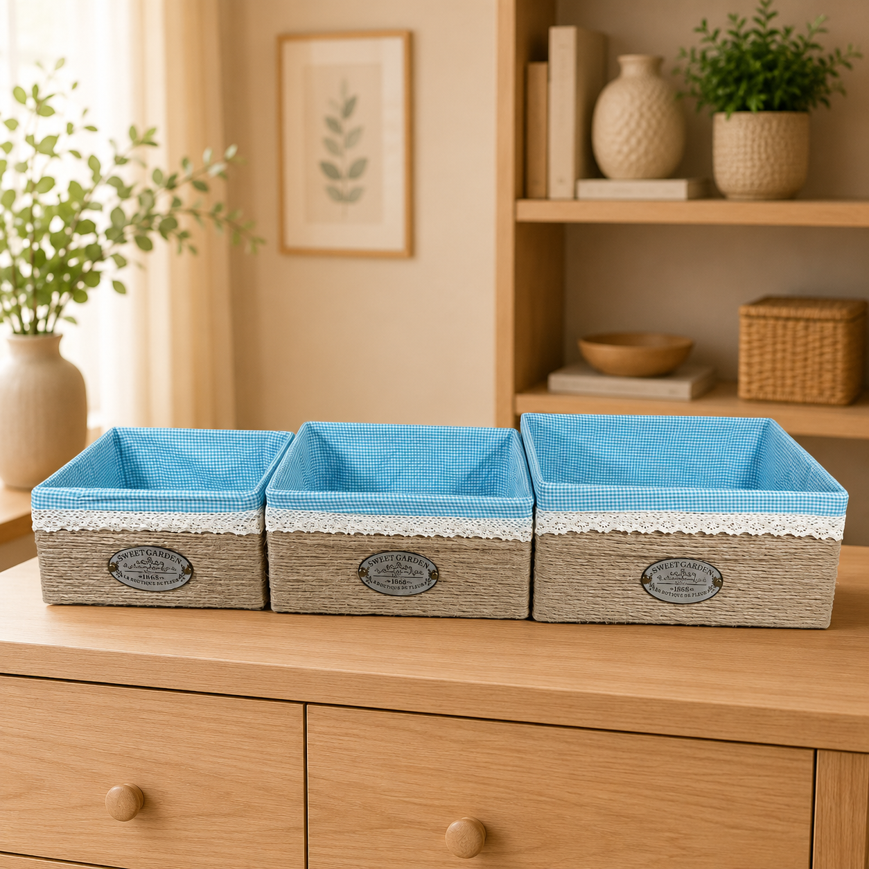 Lined Storage Baskets - Set of 3