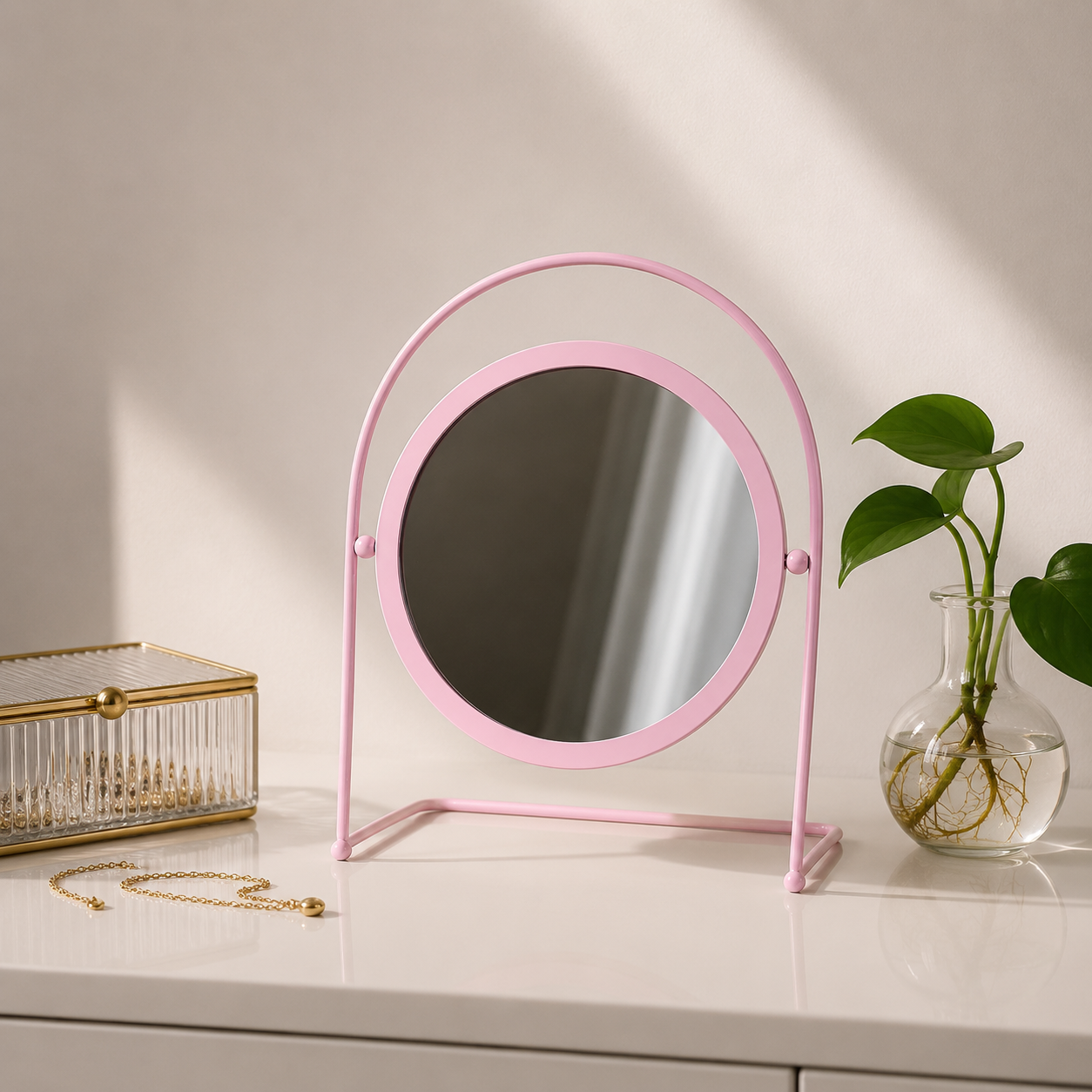 Round Tabletop Vanity Mirror
