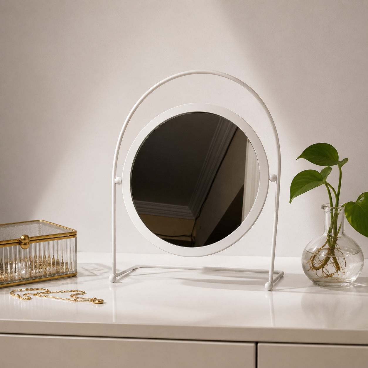 Round Tabletop Vanity Mirror
