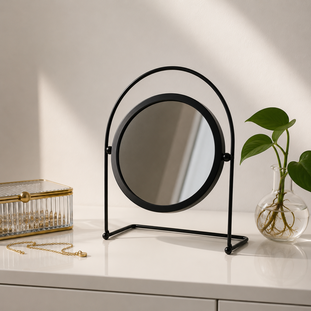 Round Tabletop Vanity Mirror