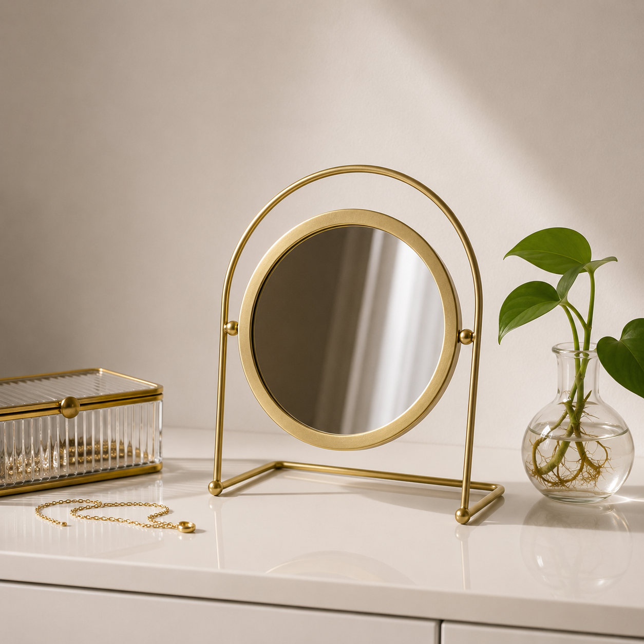 Round Tabletop Vanity Mirror