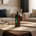 Copper Traditional Lantern with Colored Glass