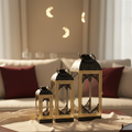 Metal Black Lanterns with Golden Frame ( 3 pcs )