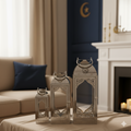 Set of 3 Silver Metal Lanterns