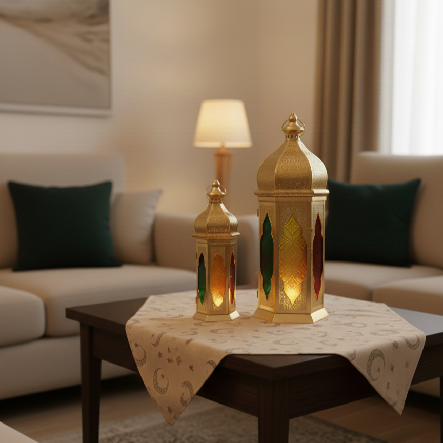 Set of 2 Golden Traditional Lanterns