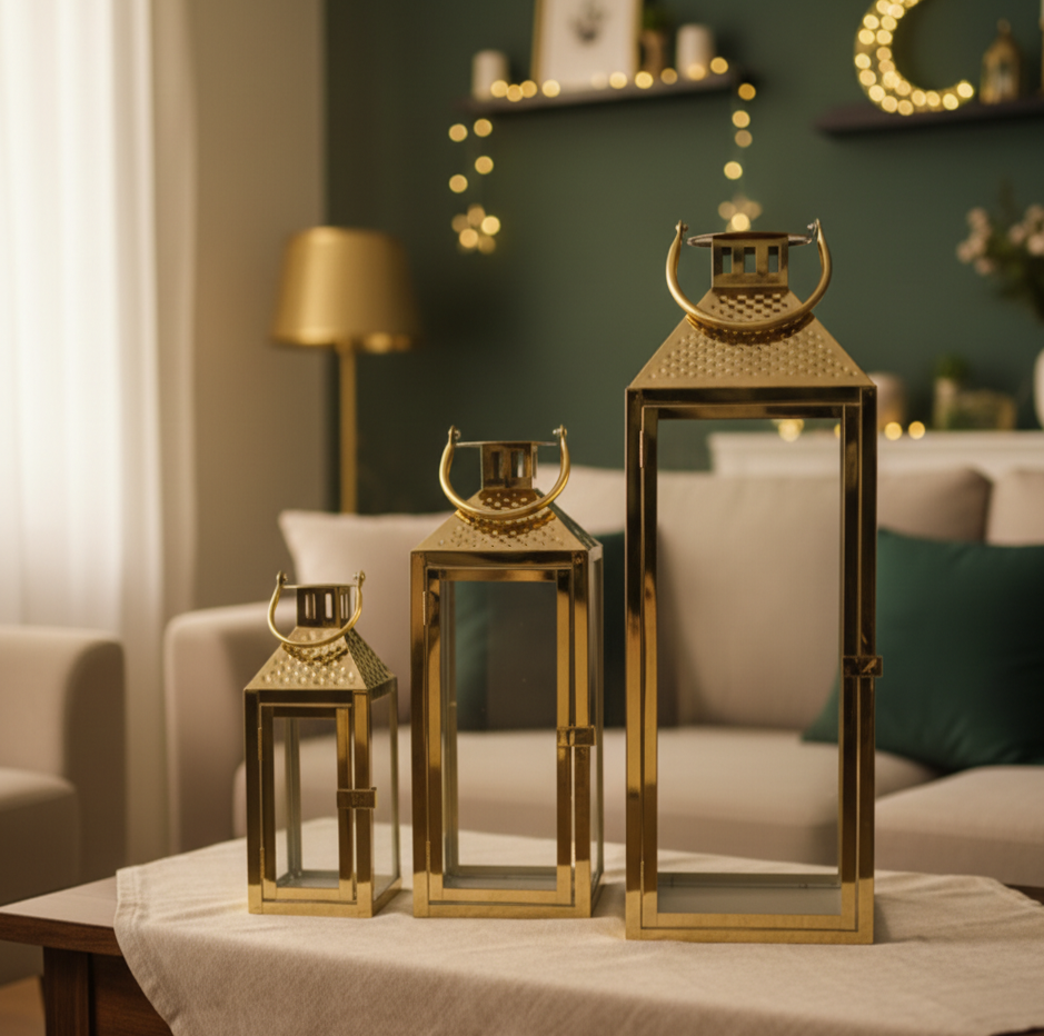Golden Modern Lantern ( 3 pcs)