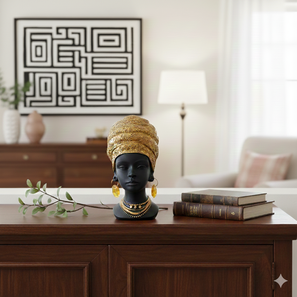 Black and Gold African -inspired bust