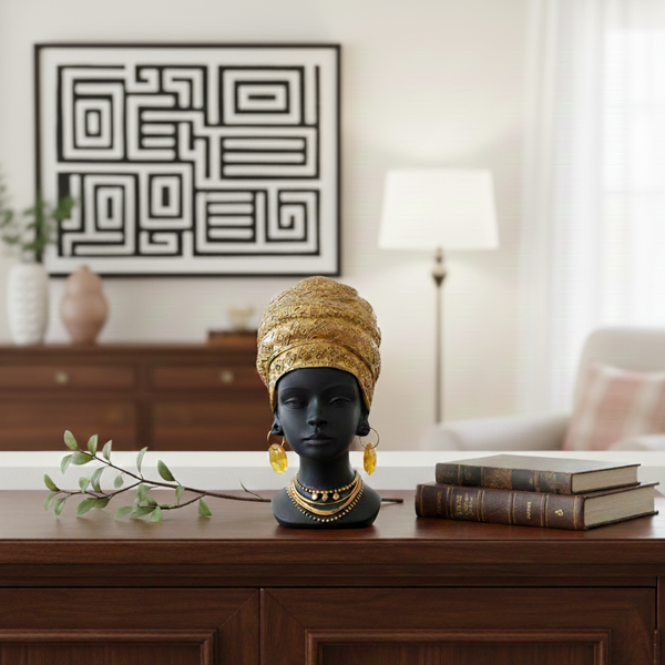 Black and Gold African -inspired bust