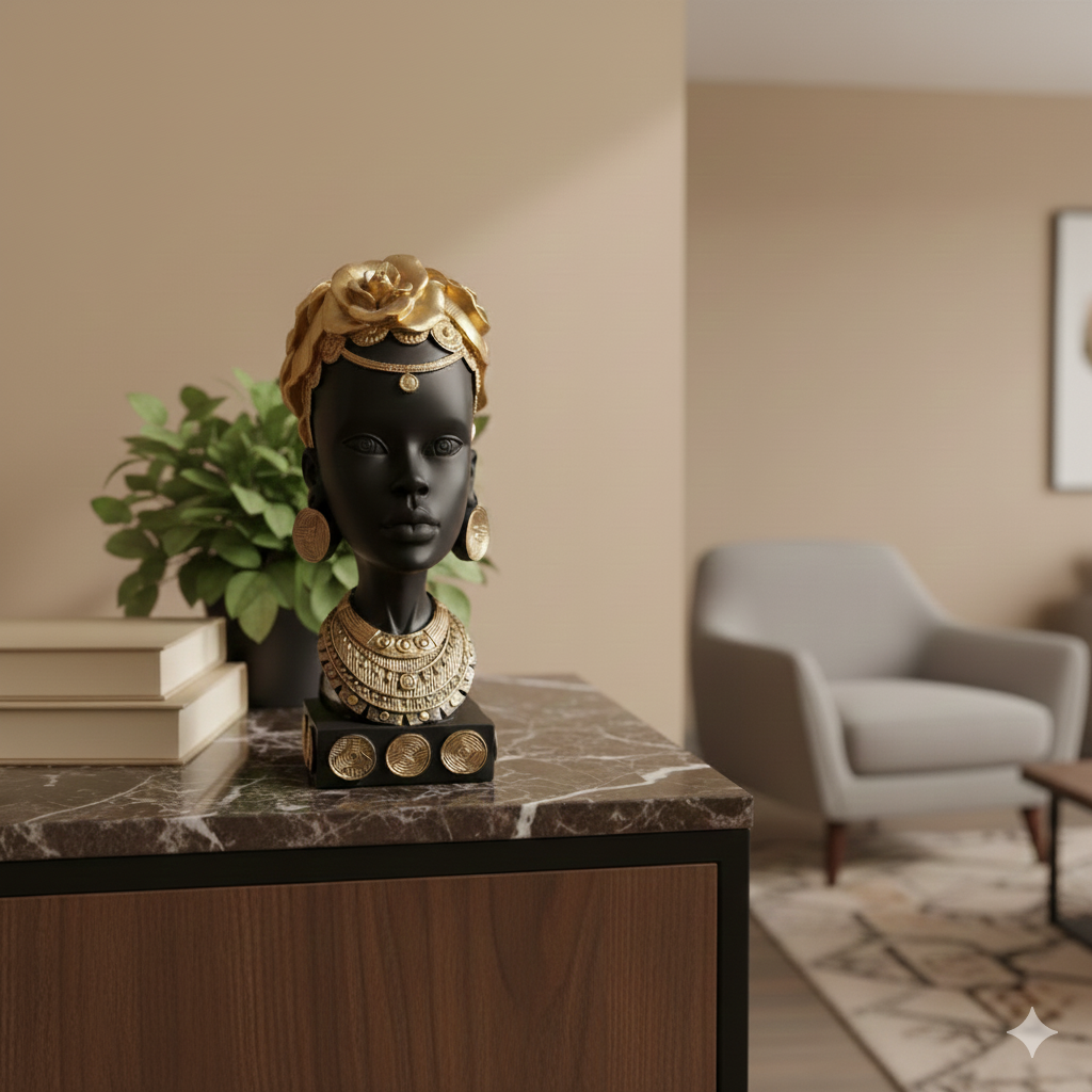 Black and Gold African -inspired bust