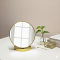 Golden Round Tabletop Mirror