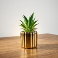 Plant Pot in Gold Ribbed
