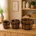 Rustic Wooden Bucket - Set of 3