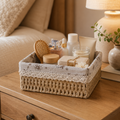 Floral Lined Woven Storage Baskets - Set of 3