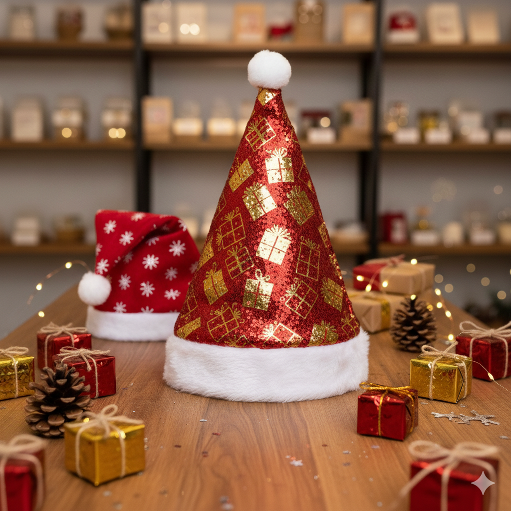 christmas Hat with sequin and glitter