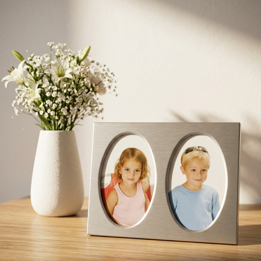 Double Photo Frame with Oval Openings