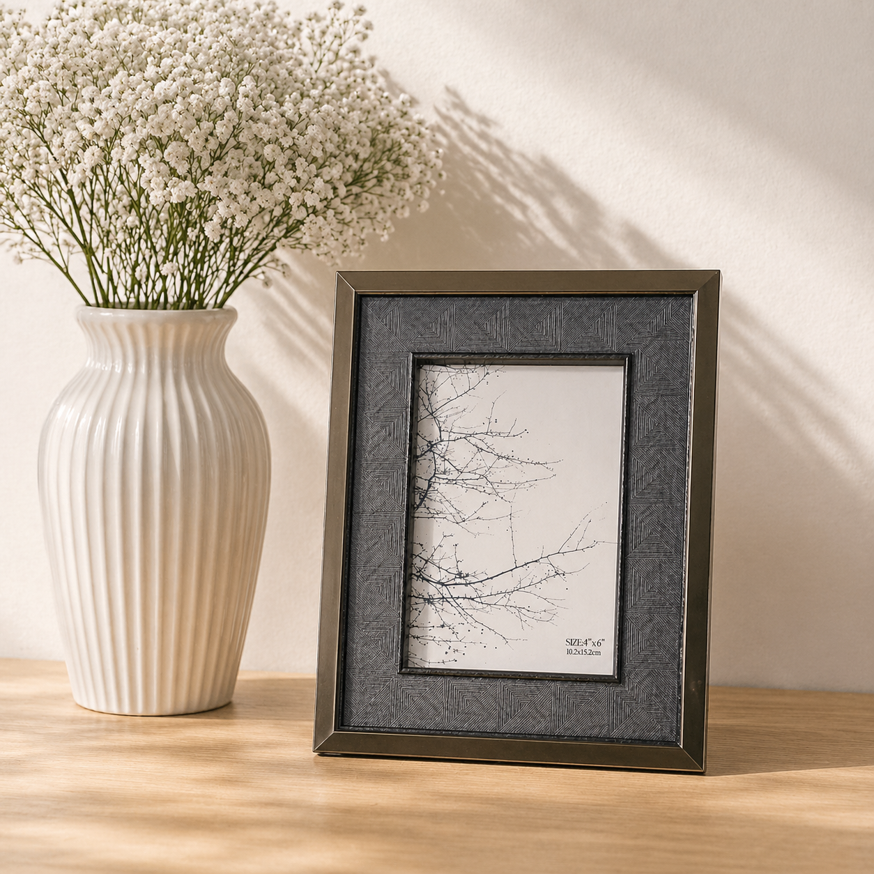Grey Geometric Textured Photo Frame