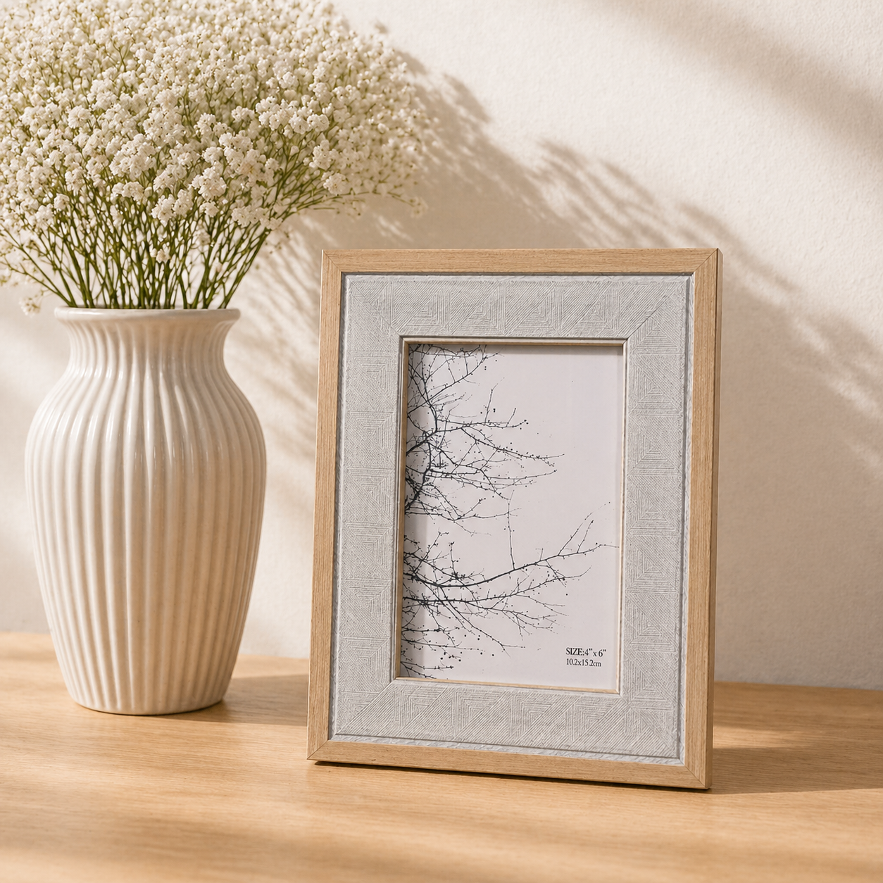 Grey Geometric Textured Photo Frame