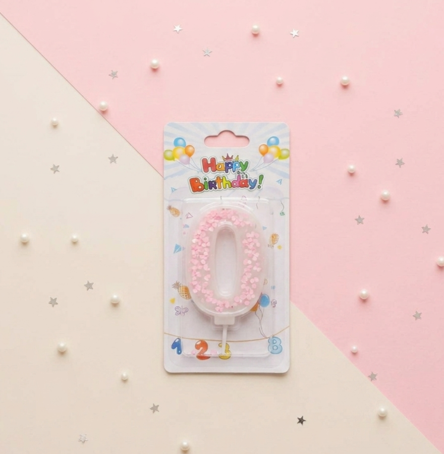 Pink Numbers Birthday Candles-0-