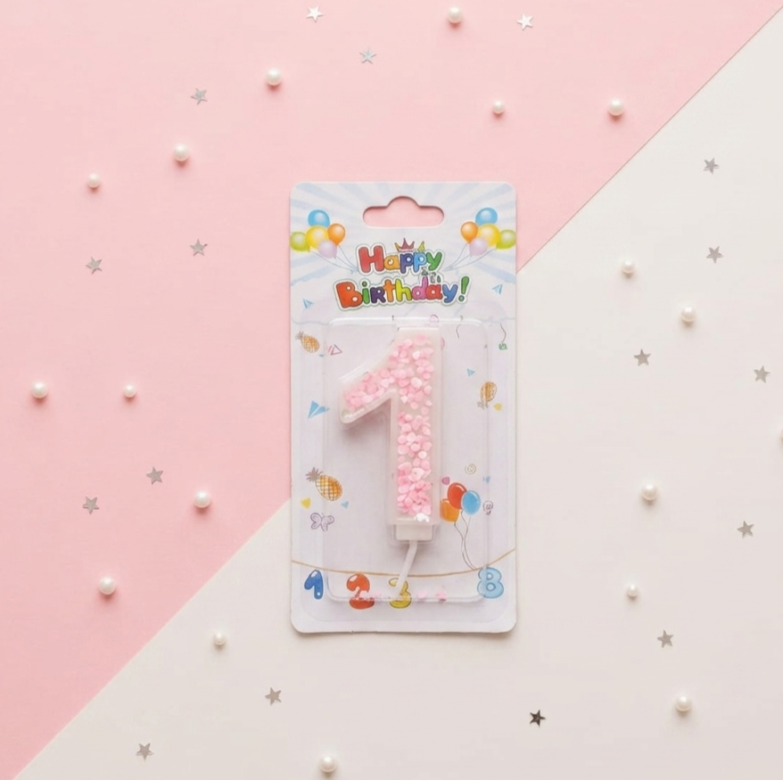 Pink Numbers Birthday Candles-0-