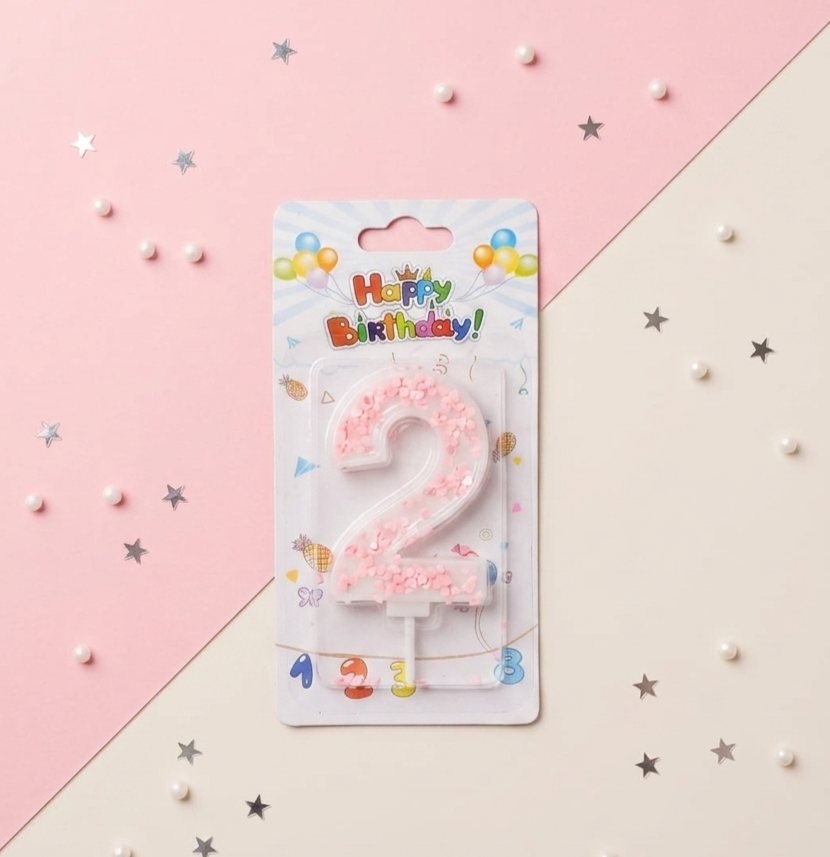 Pink Numbers Birthday Candles-0-