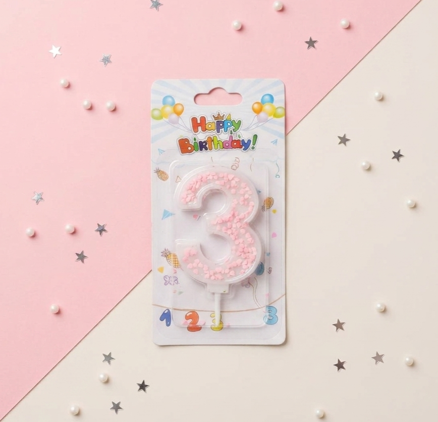 Pink Numbers Birthday Candles-0-