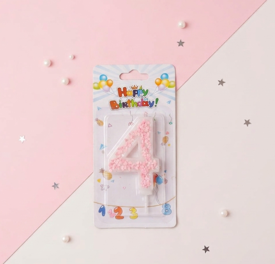 Pink Numbers Birthday Candles-0-