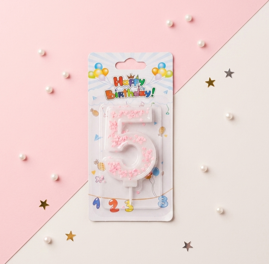 Pink Numbers Birthday Candles-0-