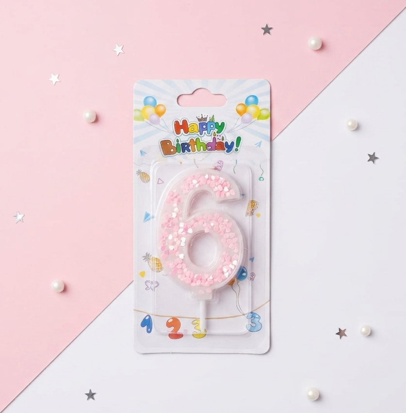 Pink Numbers Birthday Candles-0-