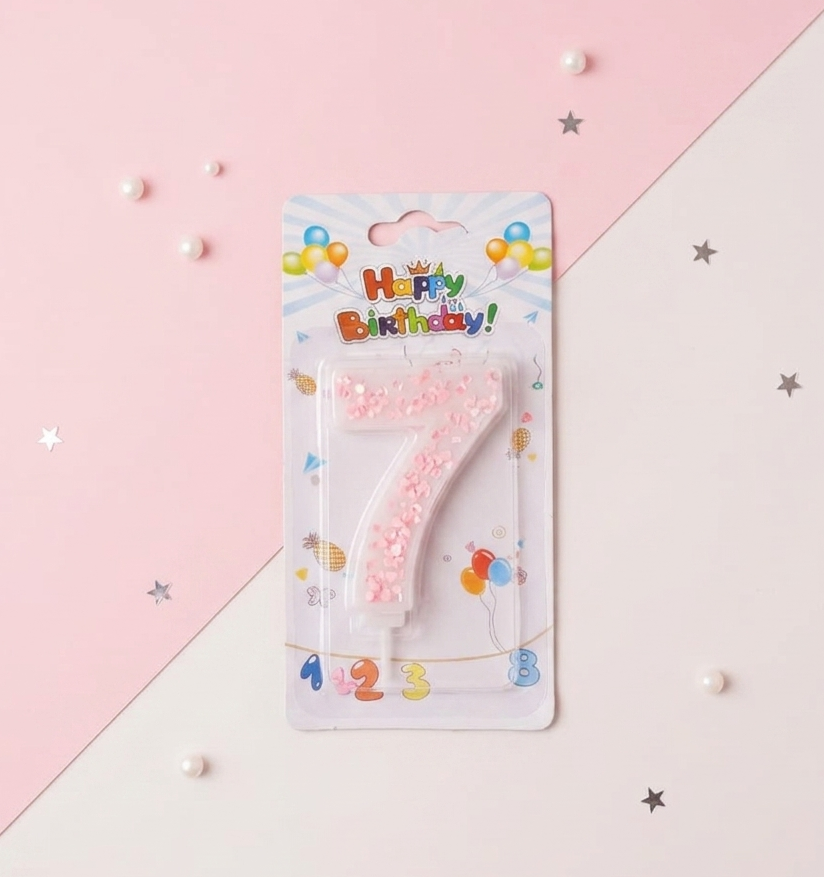 Pink Numbers Birthday Candles-0-