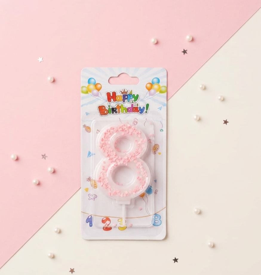 Pink Numbers Birthday Candles-0-