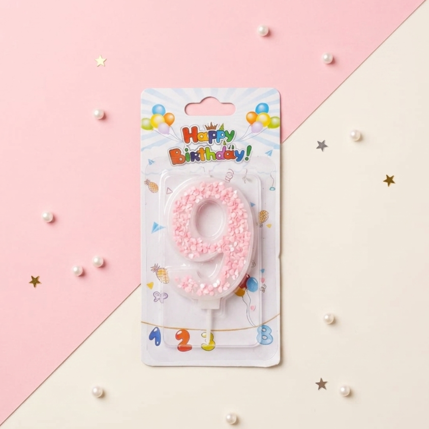 Pink Numbers Birthday Candles-0-