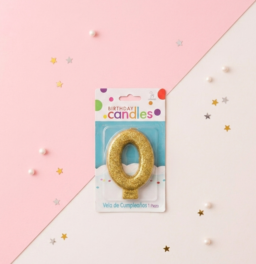 Golden Glitter Number Birthday Candle-0-