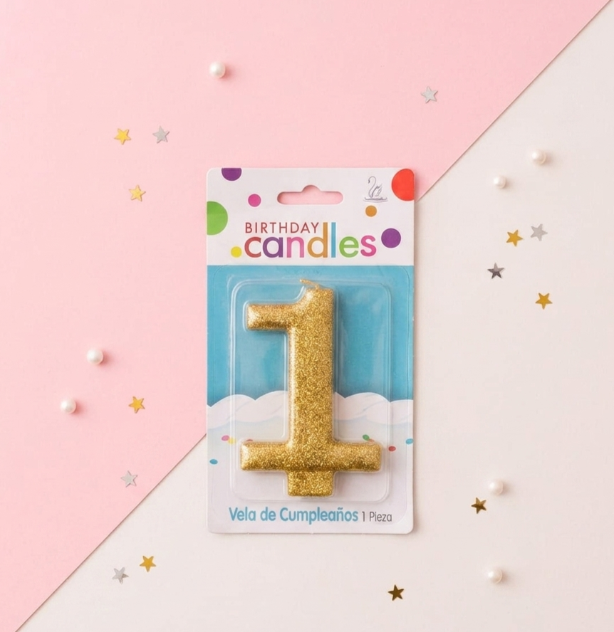 Golden Glitter Number Birthday Candle-0-