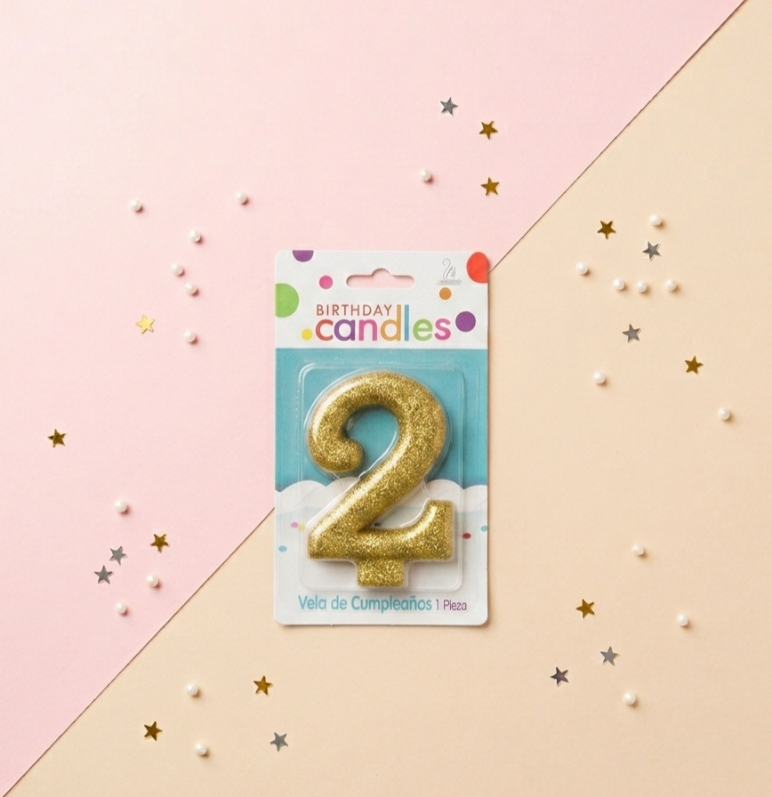 Golden Glitter Number Birthday Candle-0-