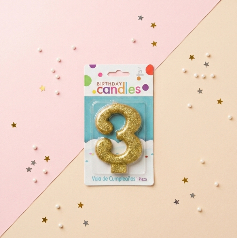 Golden Glitter Number Birthday Candle-0-
