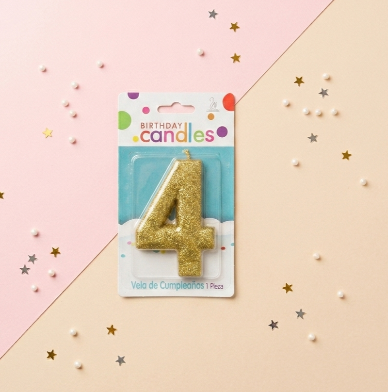 Golden Glitter Number Birthday Candle-0-
