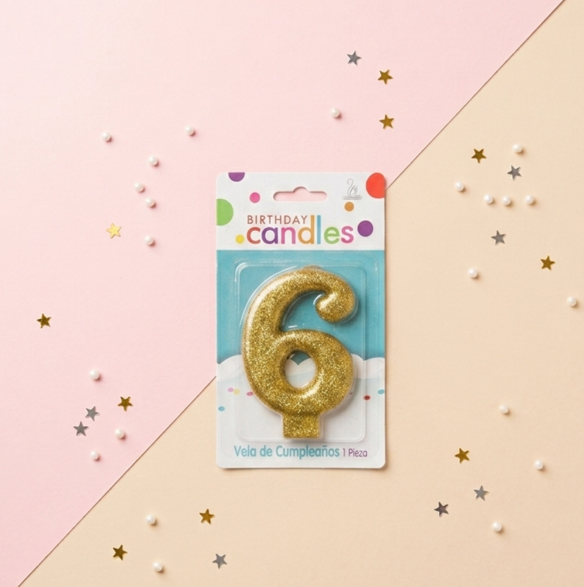 Golden Glitter Number Birthday Candle-0-