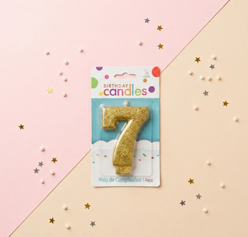 Golden Glitter Number Birthday Candle-0-
