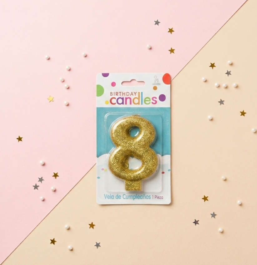 Golden Glitter Number Birthday Candle-0-