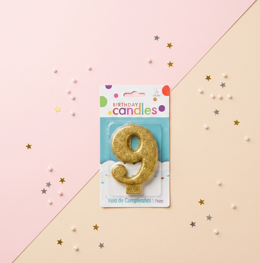 Golden Glitter Number Birthday Candle-0-