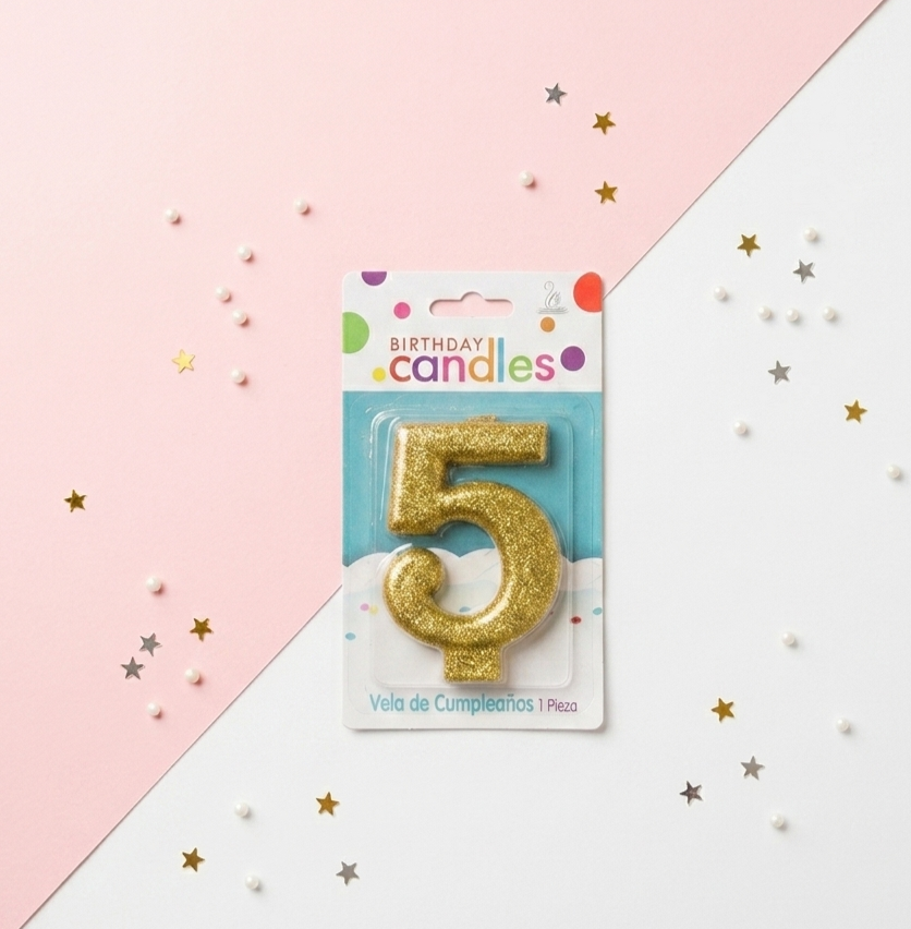 Golden Glitter Number Birthday Candle-0-