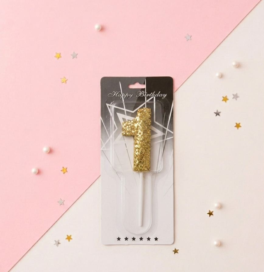 Glitter Number Birthday Candle-0-