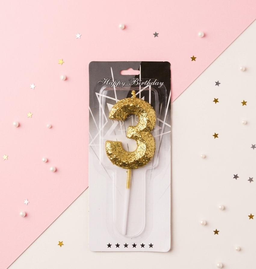 Glitter Number Birthday Candle-0-