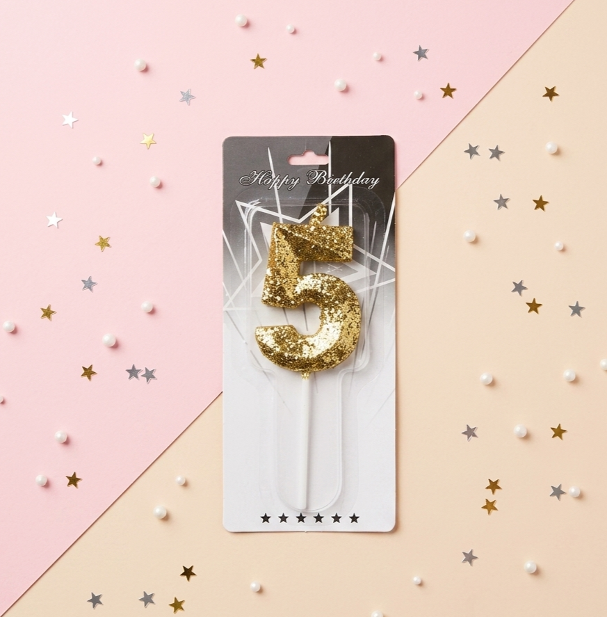 Glitter Number Birthday Candle-0-
