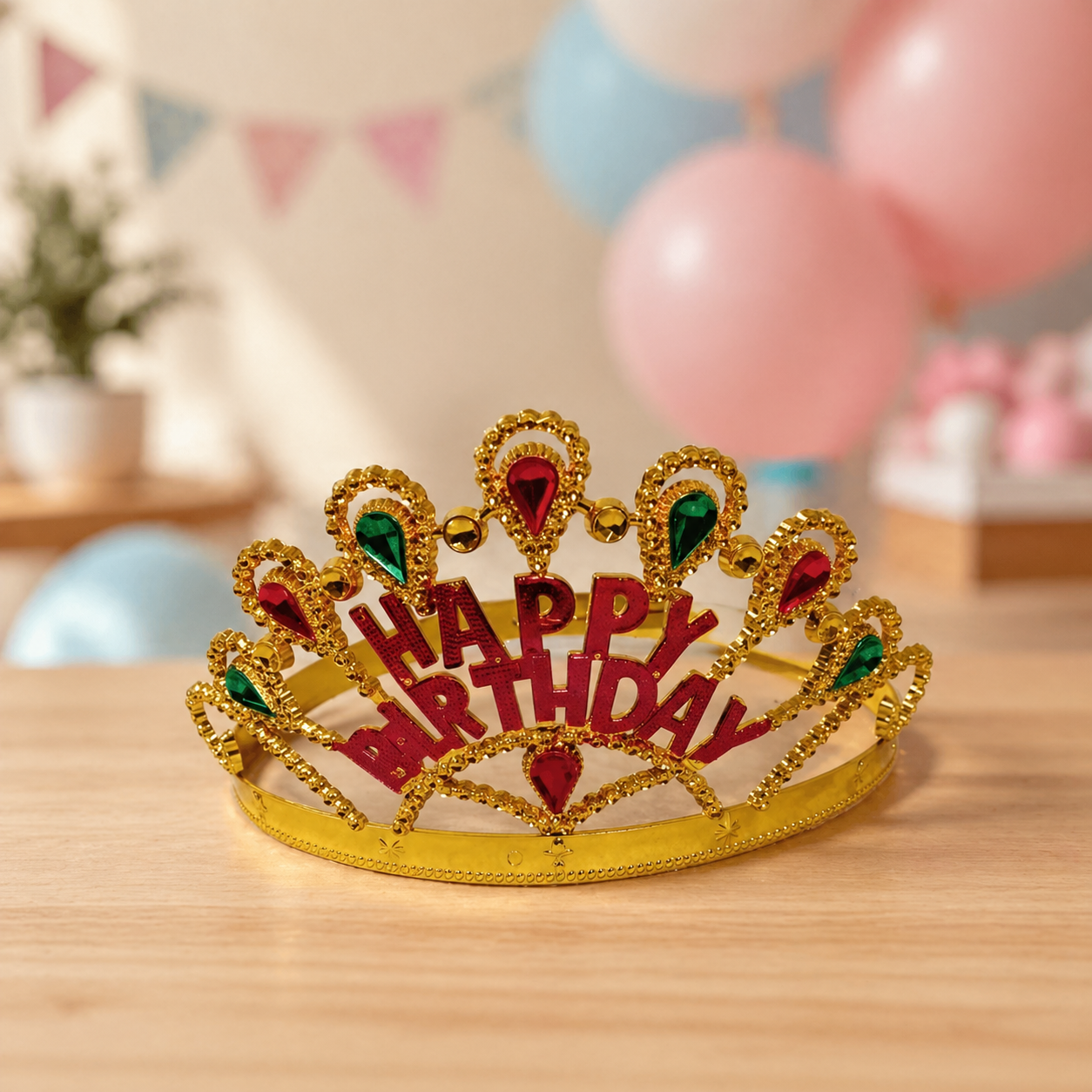 Royal Gold "Happy Birthday" Tiara with Jewels