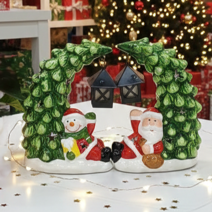 Santa & Snowman Porcelain Figurine