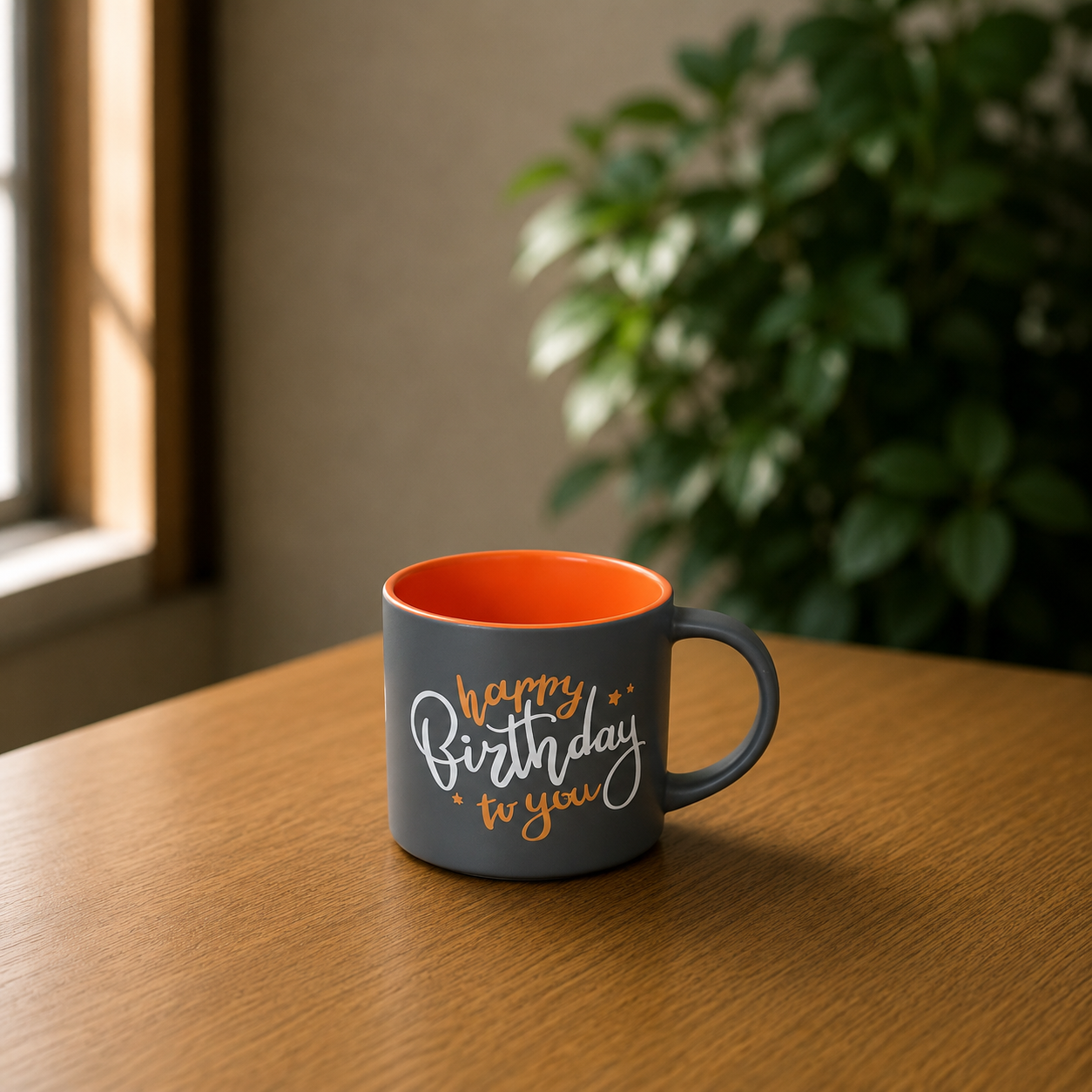 "Happy Birthday" Two-Tone Ceramic Mug