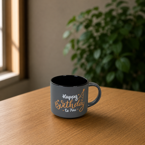 "Happy Birthday" Two-Tone Ceramic Mug